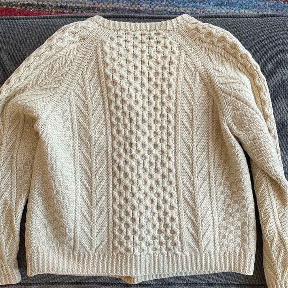 Classic Irish Fisherman Wool Cardigan Sweater Hand Knit GORGEOUS - Picture 5 of 8